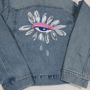 Christina Martinez Designer Denim Jacket with Hand Painted Artwork NWT